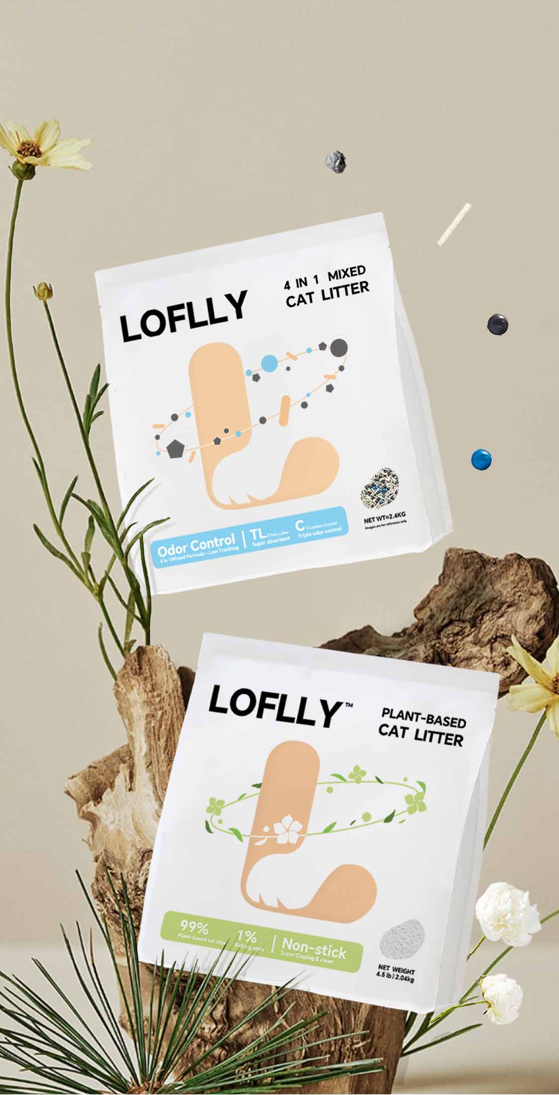 LOFLLY® Cat Litter | 4-in-1 Mixed &amp; Plant-Based Natural Formulas